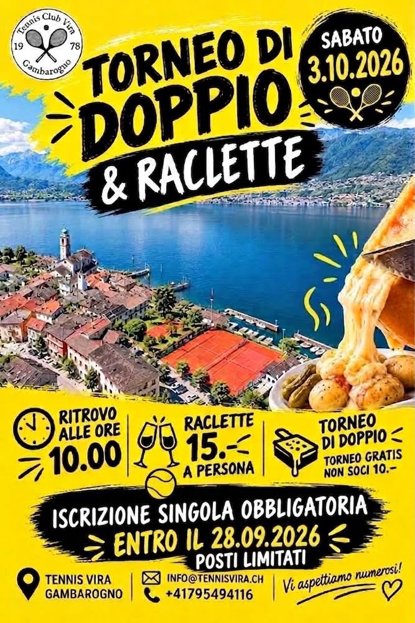 Torneo di Doppio & Raclette: Torna la voglia di tennis e convivialità al TC Vira!